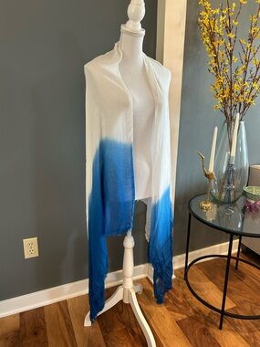 J Jill White to Blue Ombre Lightweight Shawl Scarf